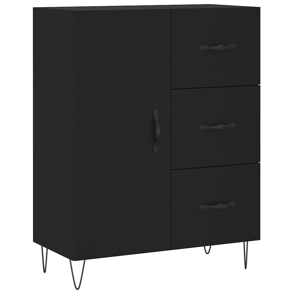 Visoka komoda crni 69,5x34x180 cm konstruirano drvo