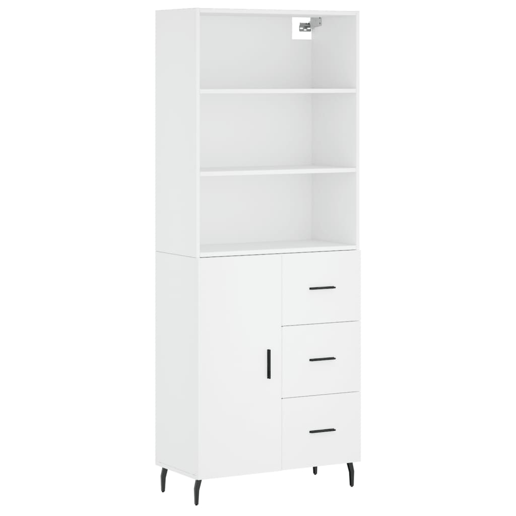 Visoka komoda bijela 69,5x34x180 cm konstruirano drvo