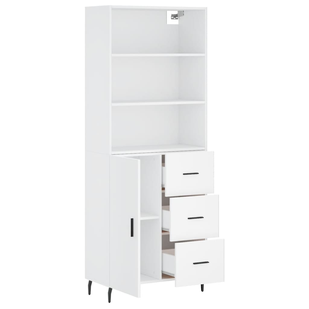 Visoka komoda bijela 69,5x34x180 cm konstruirano drvo