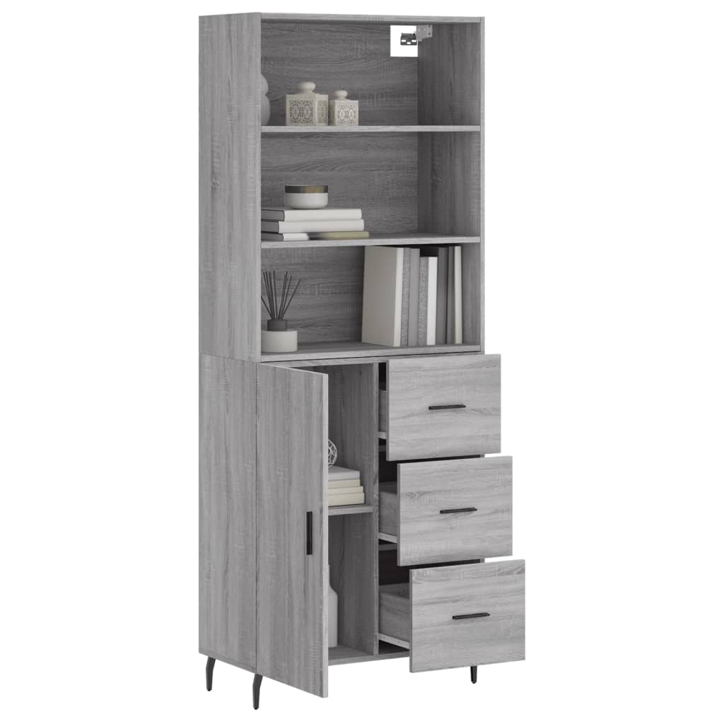 Visoka komoda siva sonome 69,5x34x180 cm od konstruiranog drva