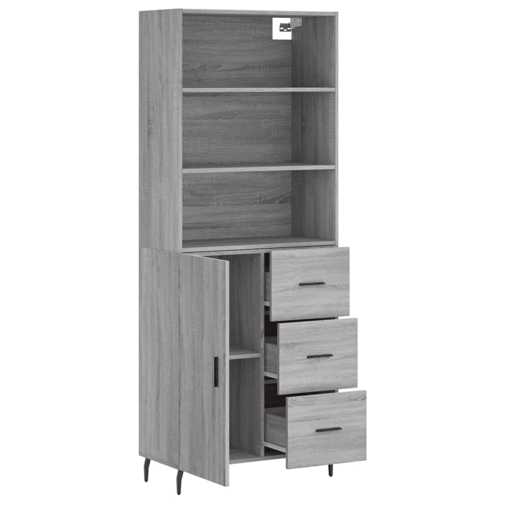 Visoka komoda siva sonome 69,5x34x180 cm od konstruiranog drva