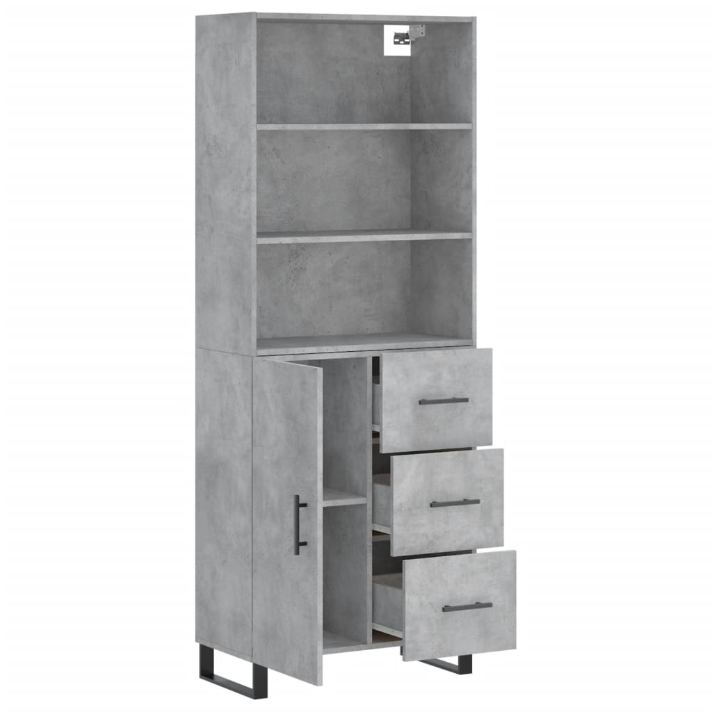 Visoka komoda siva betona 69,5x34x180 cm od konstruiranog drva