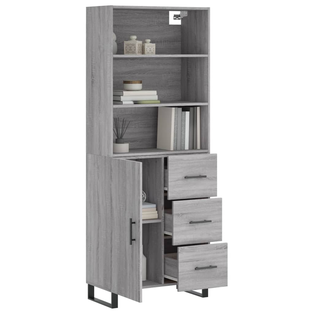Visoka komoda siva sonome 69,5x34x180 cm od konstruiranog drva