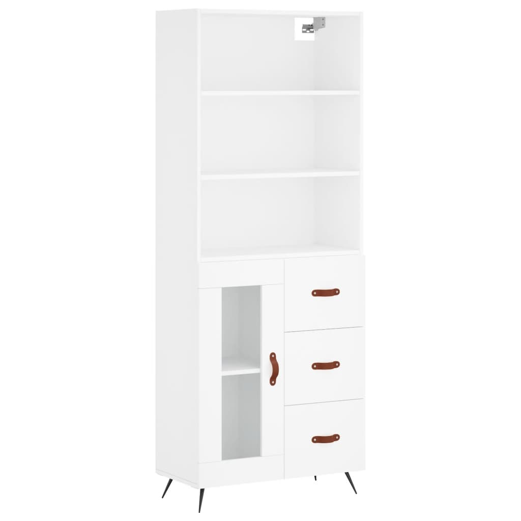 Visoka komoda bijela 69,5x34x180 cm konstruirano drvo