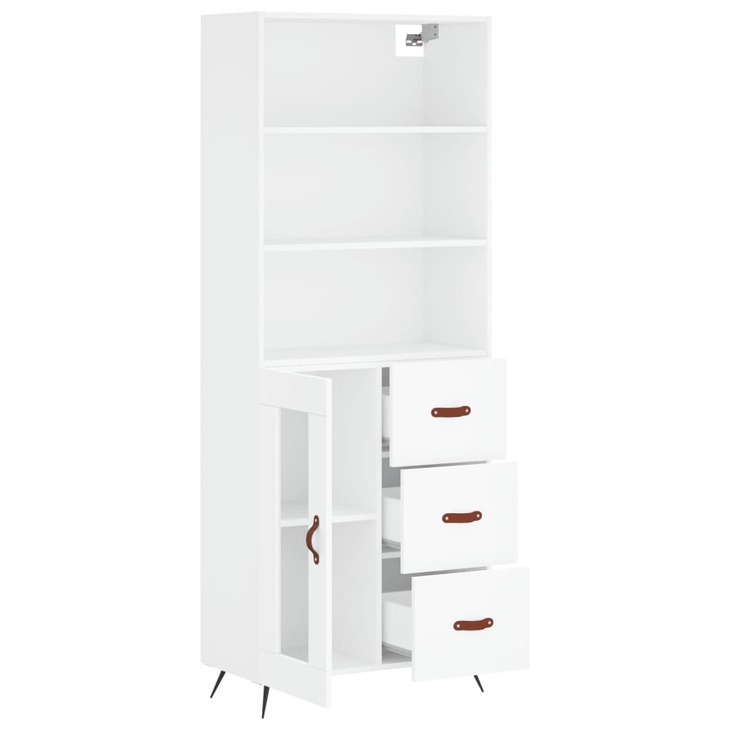 Visoka komoda bijela 69,5x34x180 cm konstruirano drvo