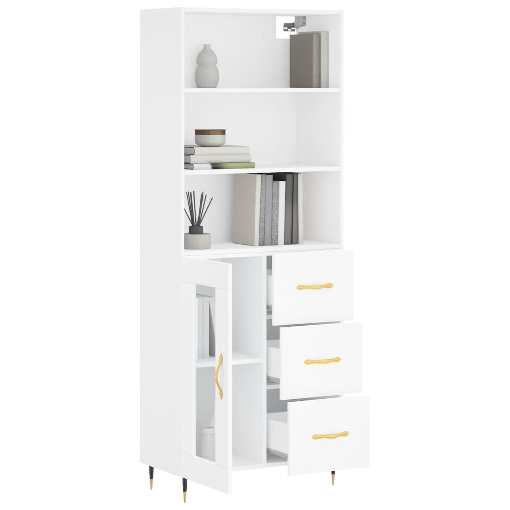 Visoka komoda bijela 69,5x34x180 cm konstruirano drvo
