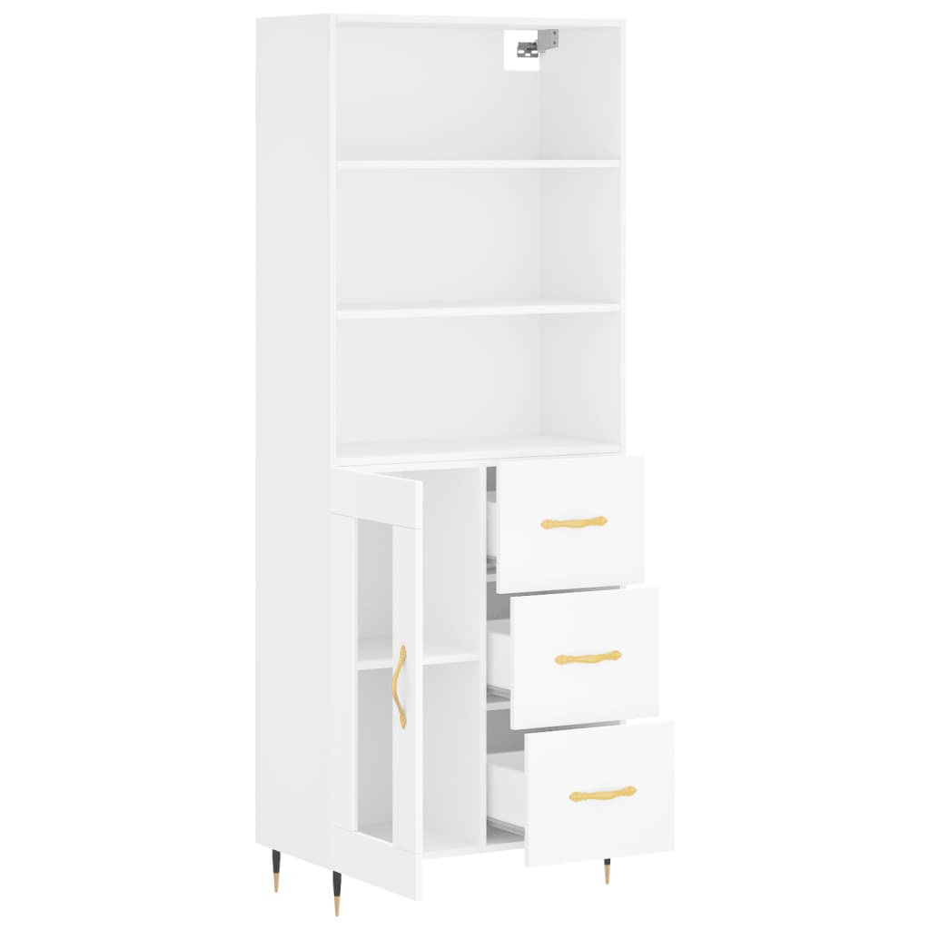 Visoka komoda bijela 69,5x34x180 cm konstruirano drvo