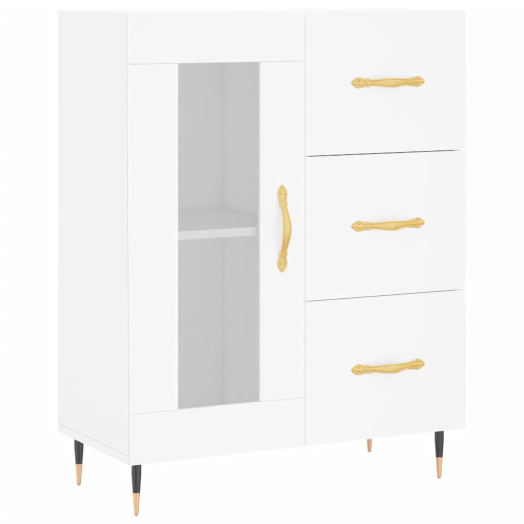 Visoka komoda bijela 69,5x34x180 cm konstruirano drvo