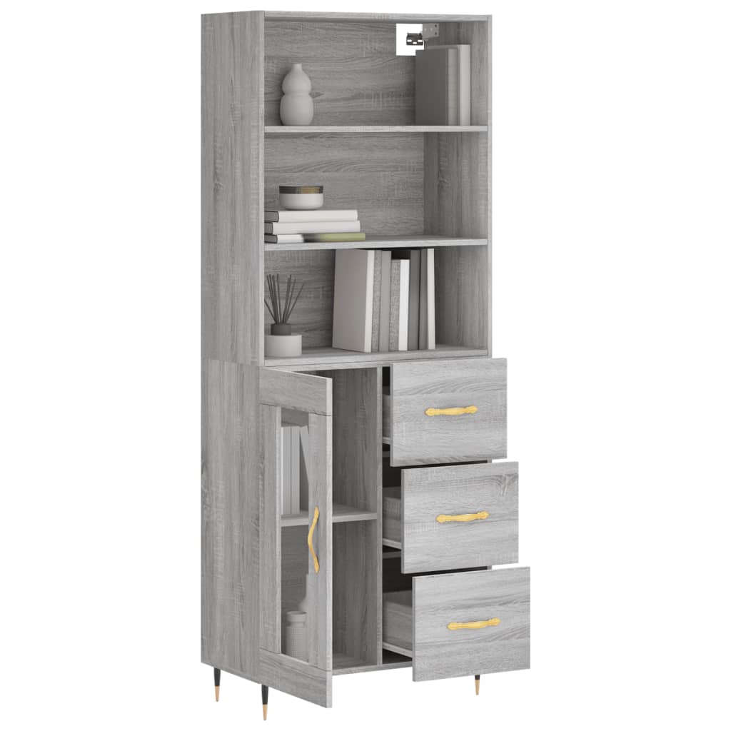 Visoka komoda siva sonome 69,5x34x180 cm od konstruiranog drva