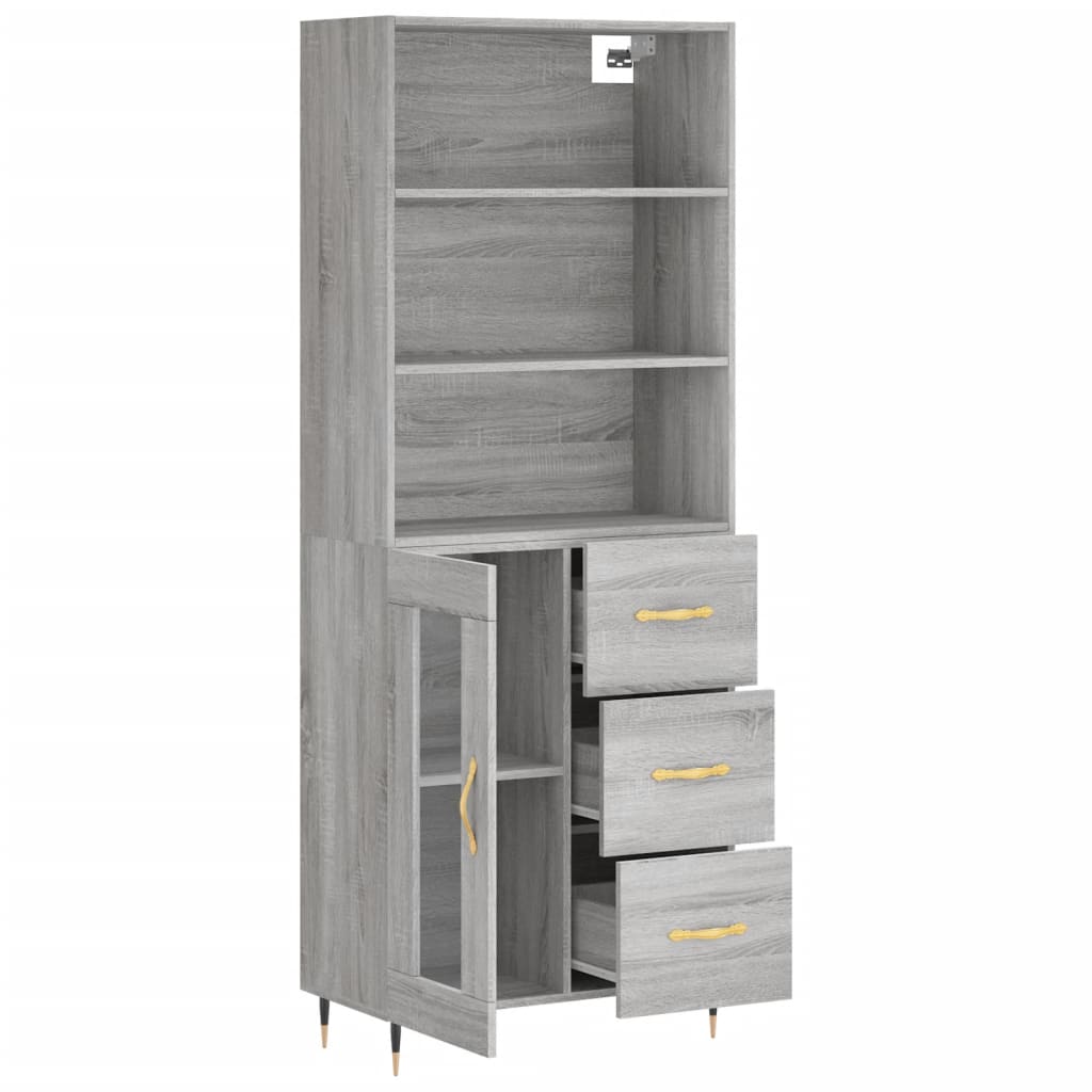 Visoka komoda siva sonome 69,5x34x180 cm od konstruiranog drva
