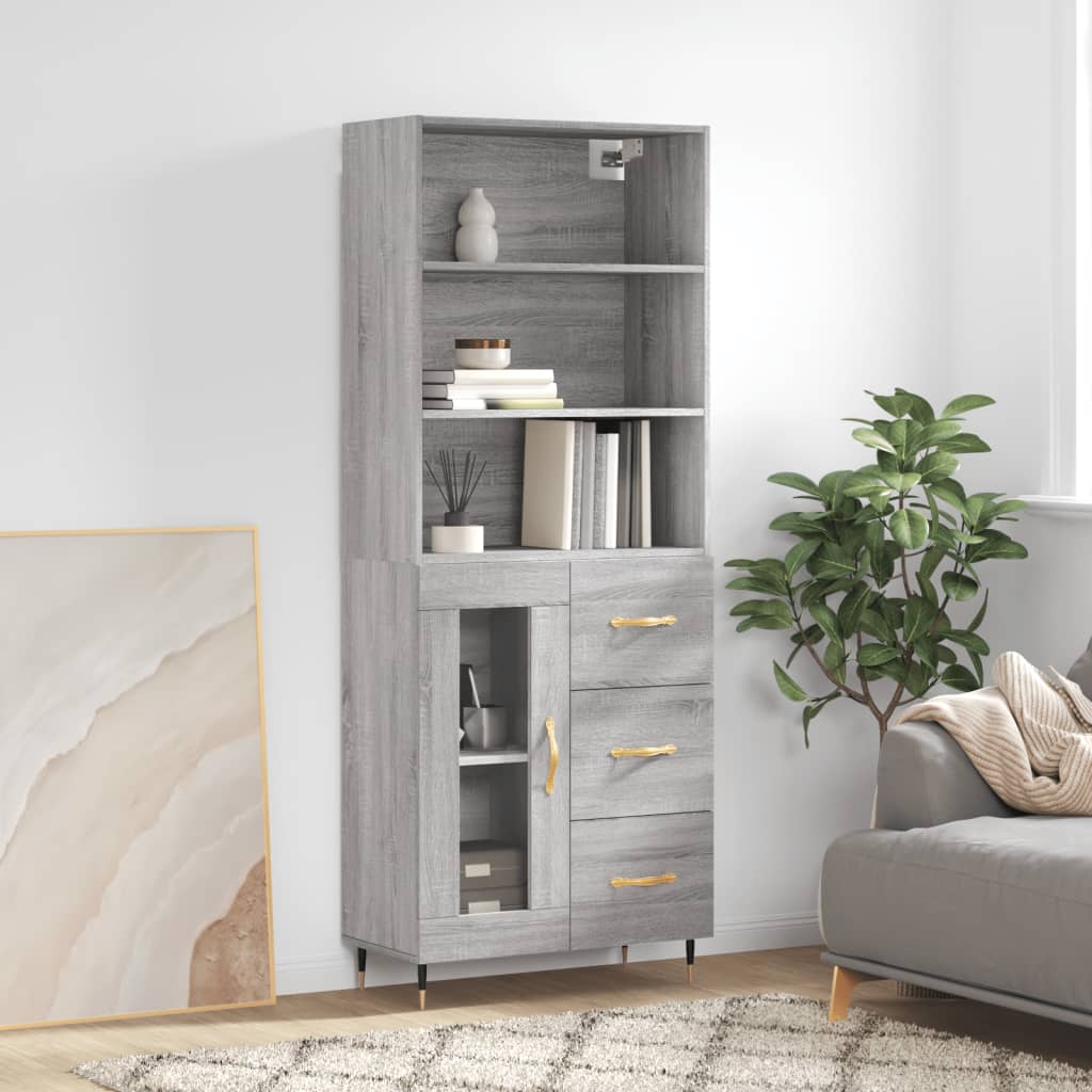 Visoka komoda siva sonome 69,5x34x180 cm od konstruiranog drva