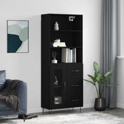 Visoka komoda crni 69,5x34x180 cm konstruirano drvo