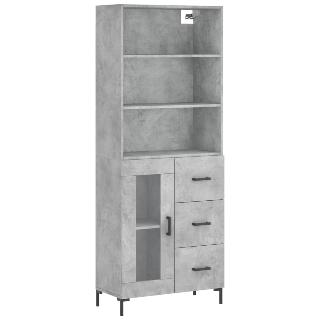 Visoka komoda siva betona 69,5x34x180 cm od konstruiranog drva