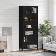 Visoka komoda crna 69,5 x 32,5 x 180 cm od konstruiranog drva