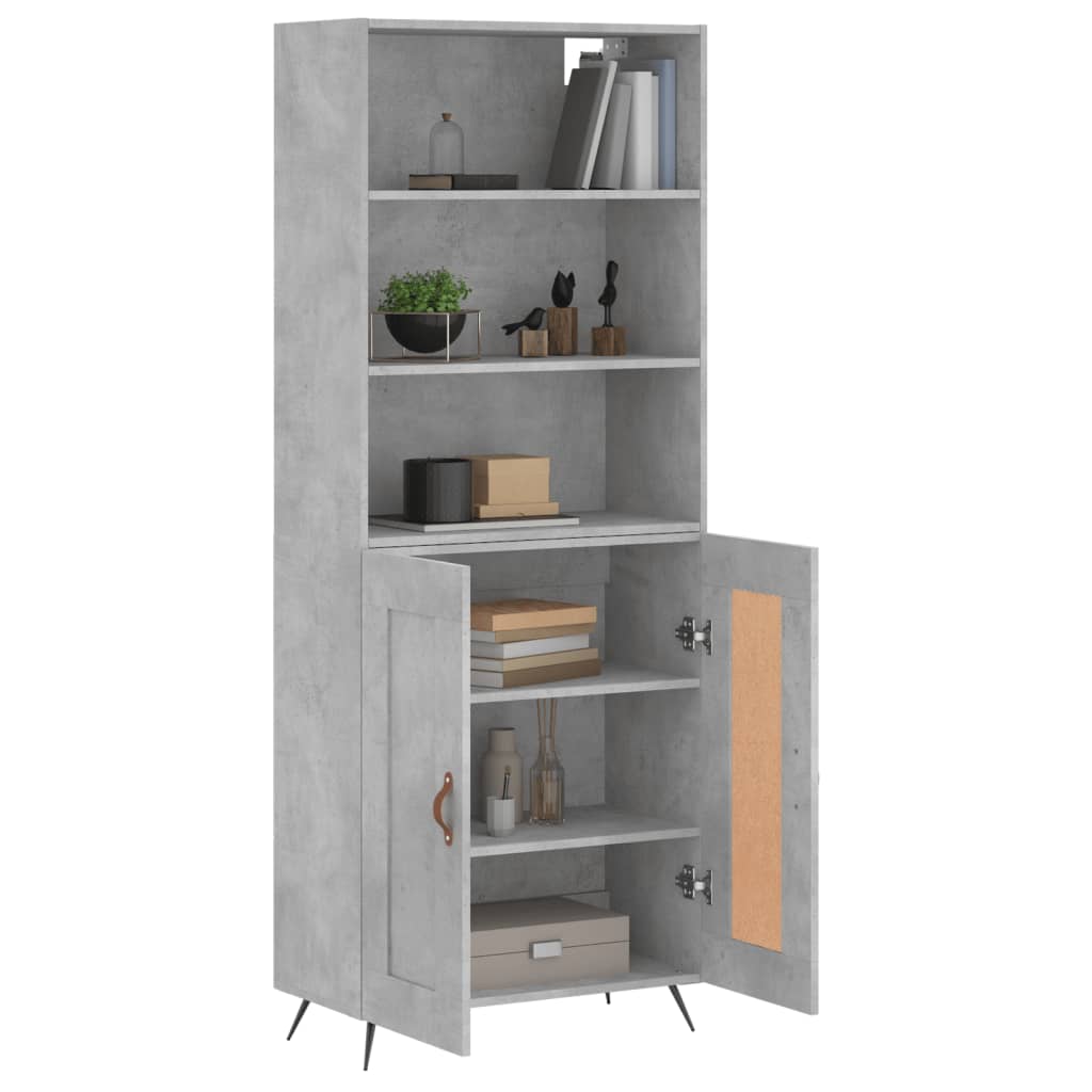 Visoka komoda siva betona 69,5x34x180 cm od konstruiranog drva
