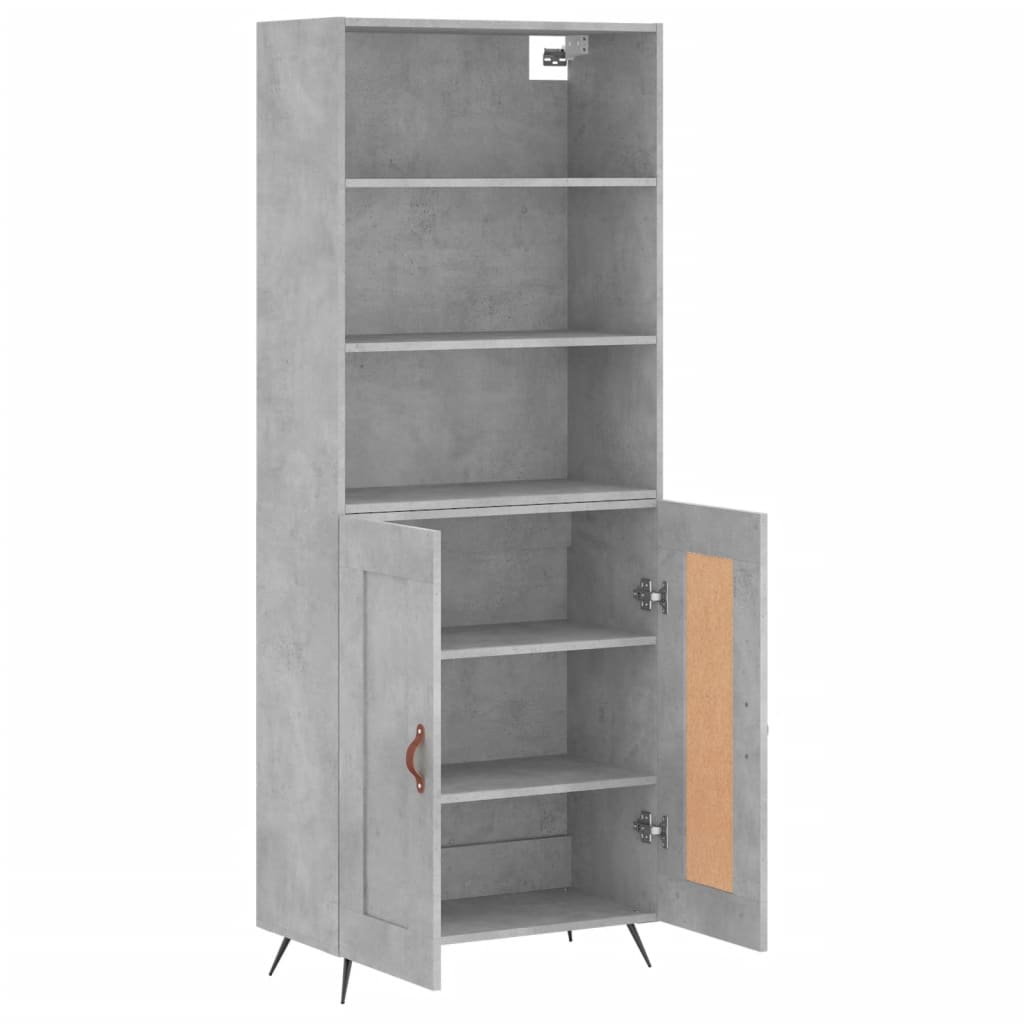 Visoka komoda siva betona 69,5x34x180 cm od konstruiranog drva