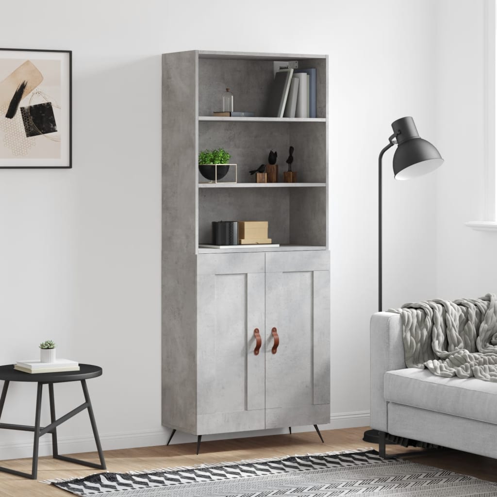 Visoka komoda siva betona 69,5x34x180 cm od konstruiranog drva
