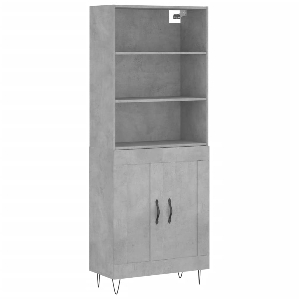 Visoka komoda siva betona 69,5x34x180 cm od konstruiranog drva