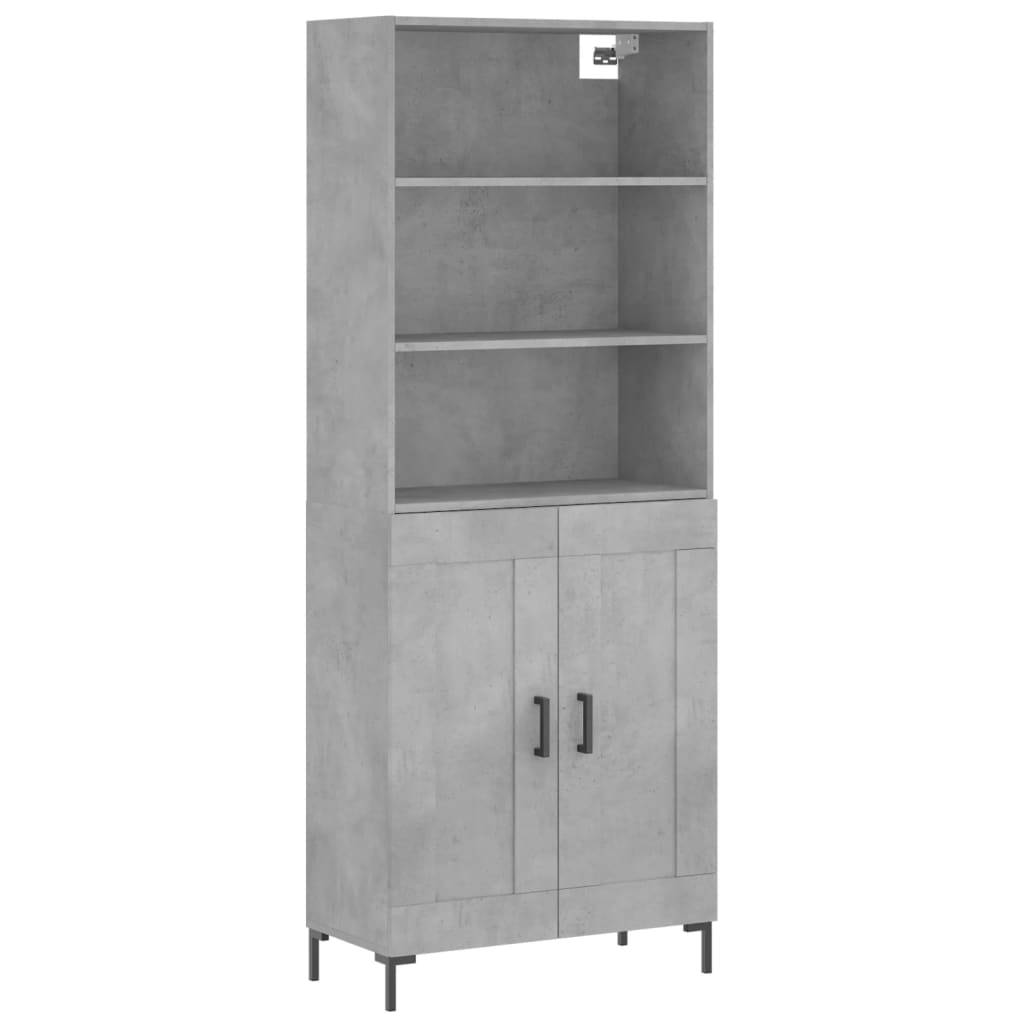Visoka komoda siva betona 69,5x34x180 cm od konstruiranog drva