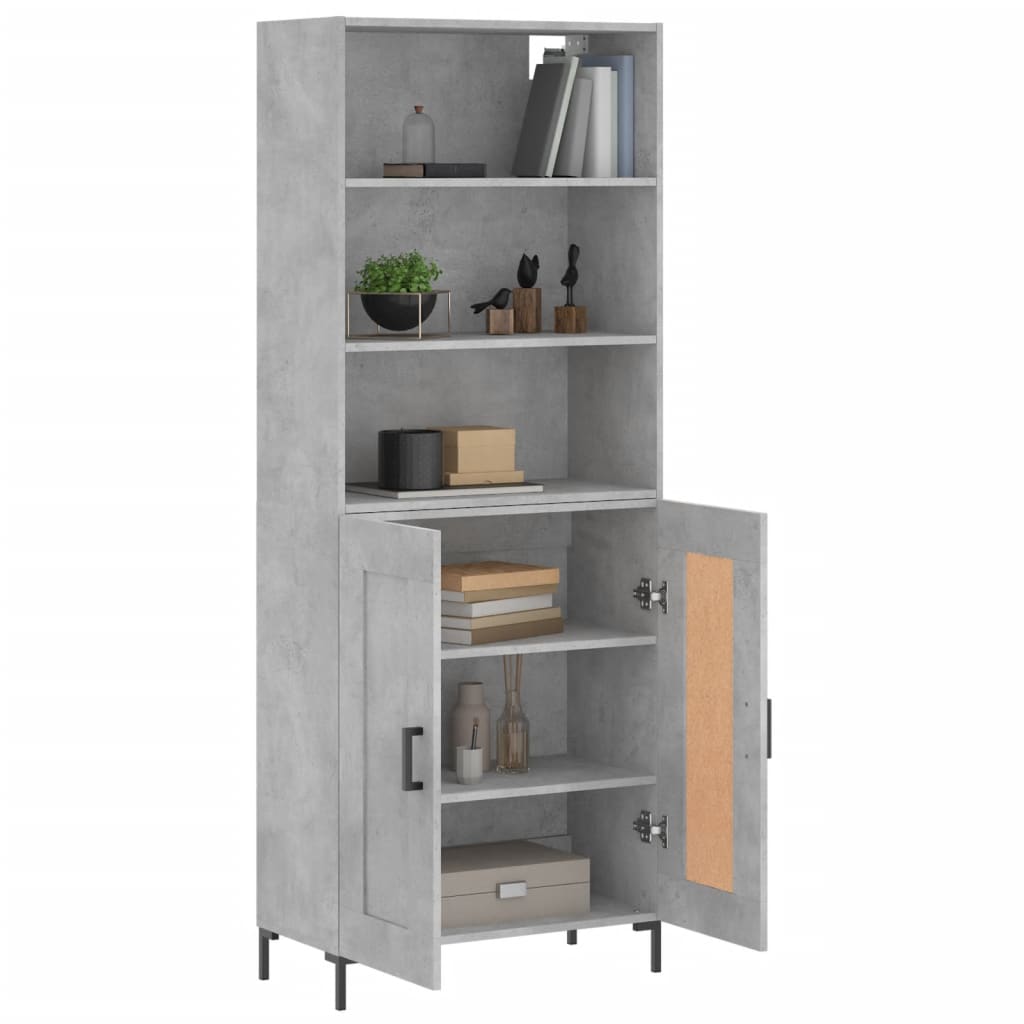 Visoka komoda siva betona 69,5x34x180 cm od konstruiranog drva