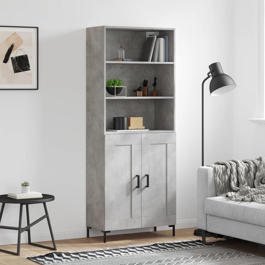 Visoka komoda siva betona 69,5x34x180 cm od konstruiranog drva