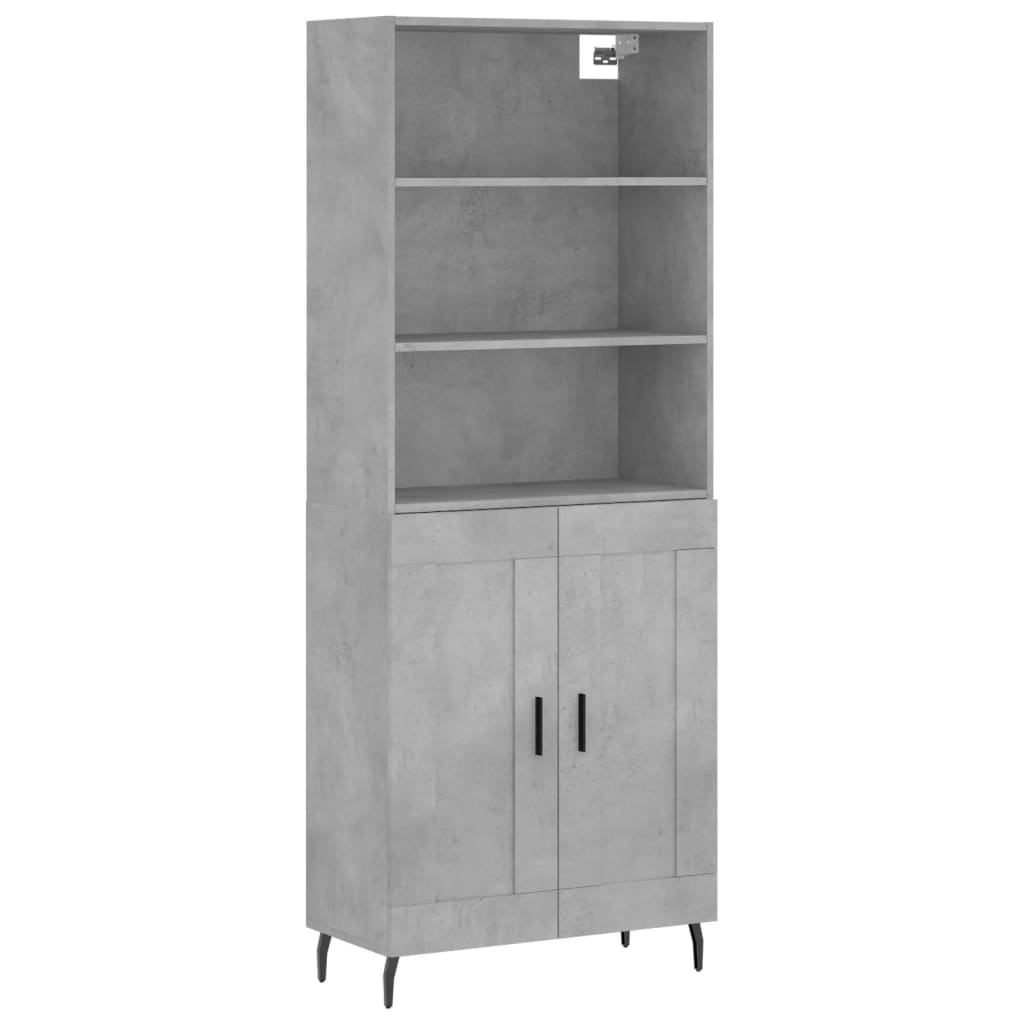 Visoka komoda siva betona 69,5x34x180 cm od konstruiranog drva