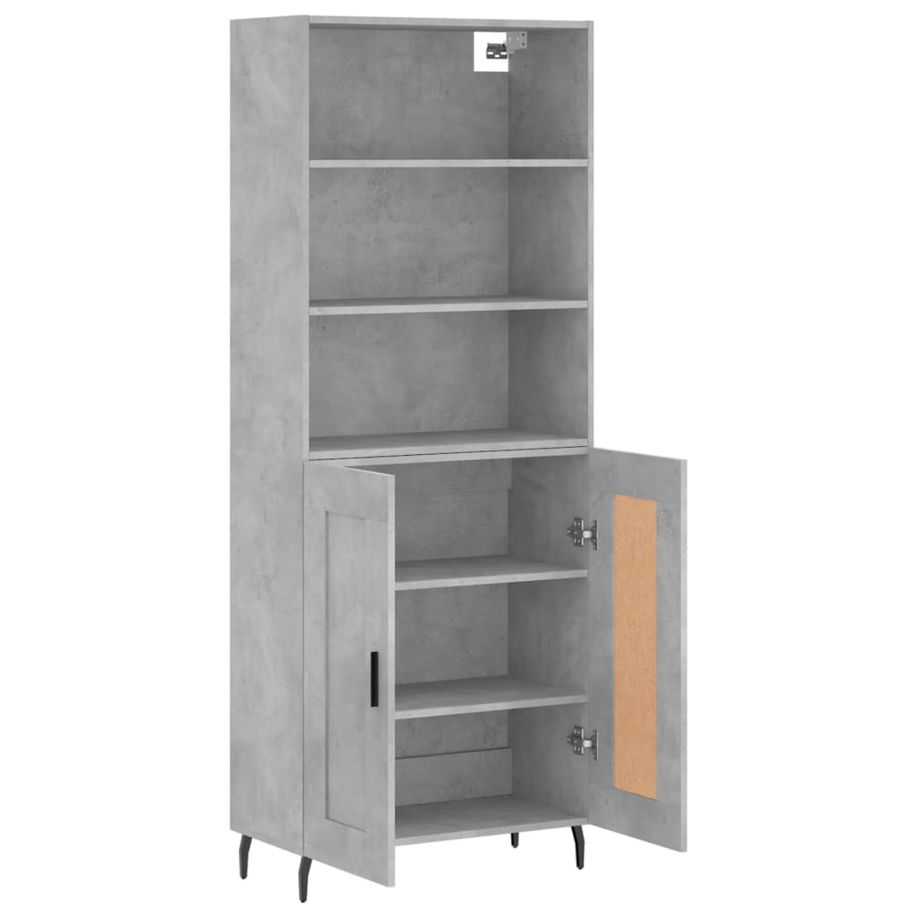 Visoka komoda siva betona 69,5x34x180 cm od konstruiranog drva