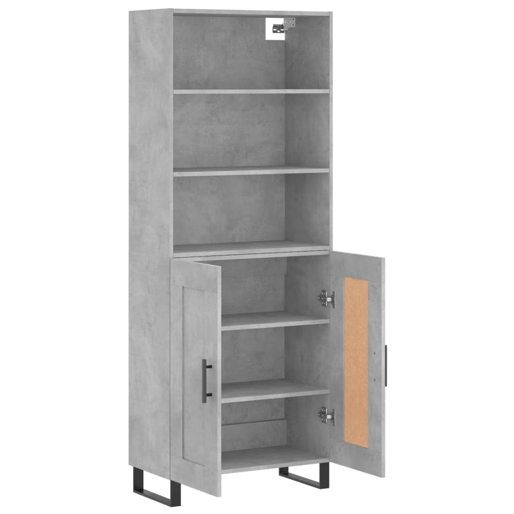 Visoka komoda siva betona 69,5x34x180 cm od konstruiranog drva