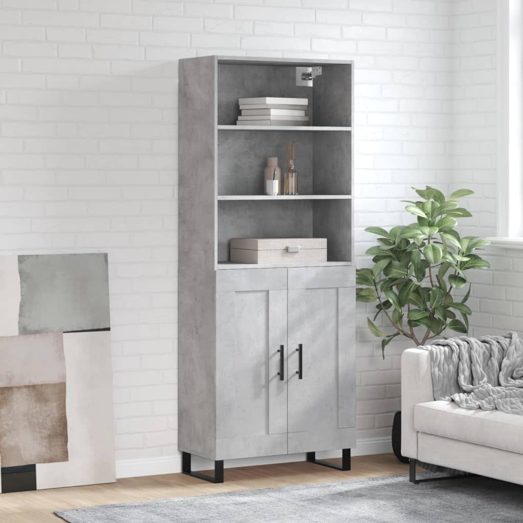 Visoka komoda siva betona 69,5x34x180 cm od konstruiranog drva