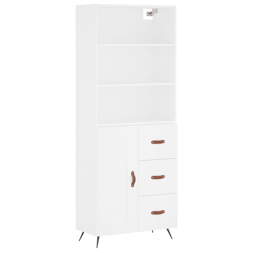 Visoka komoda bijela 69,5x34x180 cm konstruirano drvo