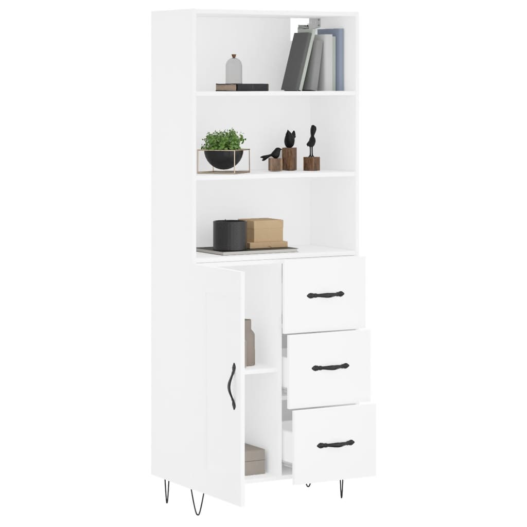 Visoka komoda bijela 69,5x34x180 cm konstruirano drvo