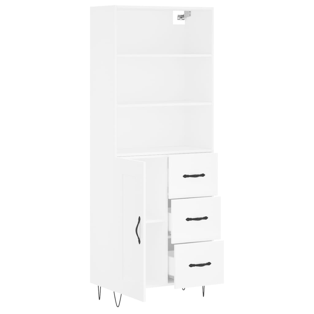 Visoka komoda bijela 69,5x34x180 cm konstruirano drvo