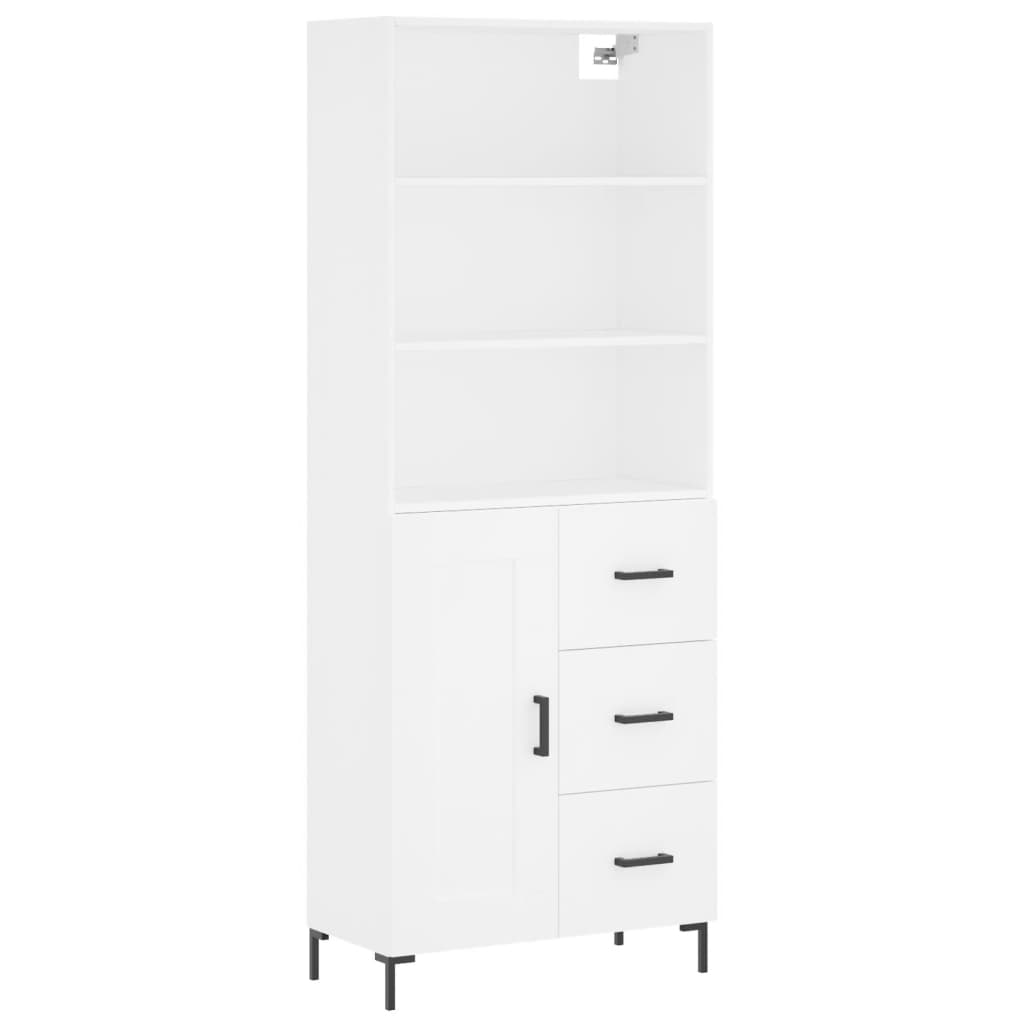 Visoka komoda bijela 69,5x34x180 cm konstruirano drvo