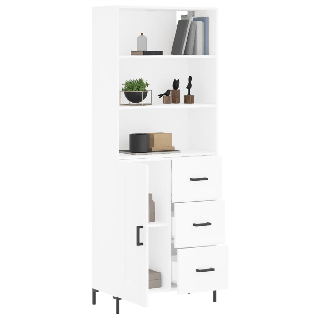 Visoka komoda bijela 69,5x34x180 cm konstruirano drvo
