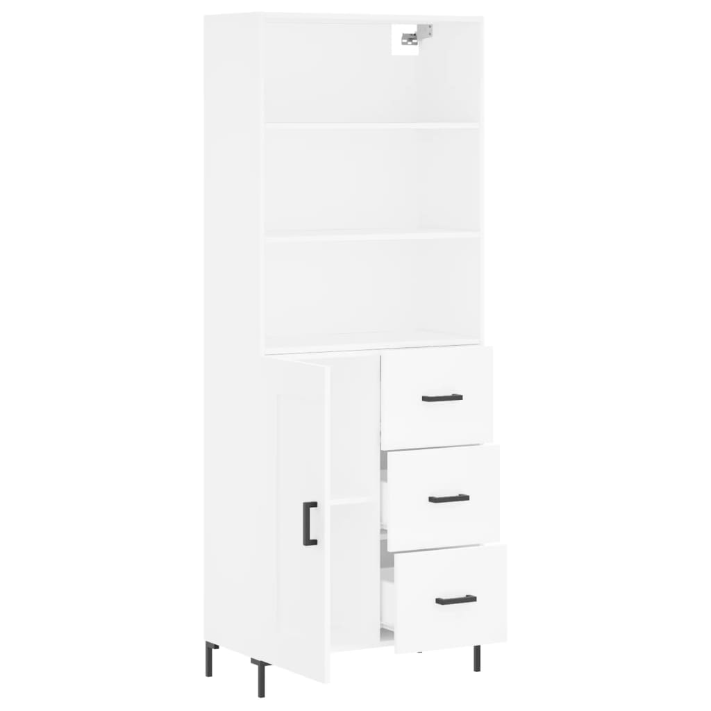 Visoka komoda bijela 69,5x34x180 cm konstruirano drvo