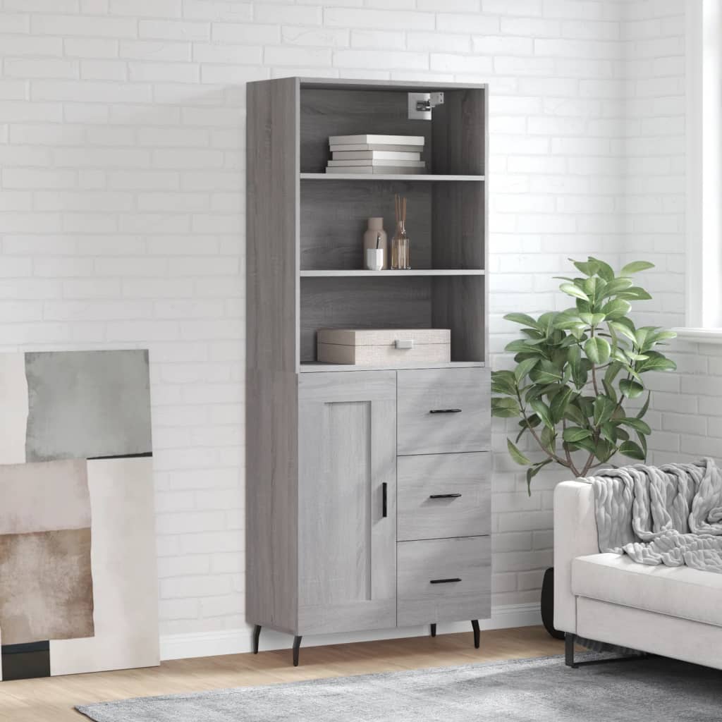 Visoka komoda siva sonome 69,5x34x180 cm od konstruiranog drva