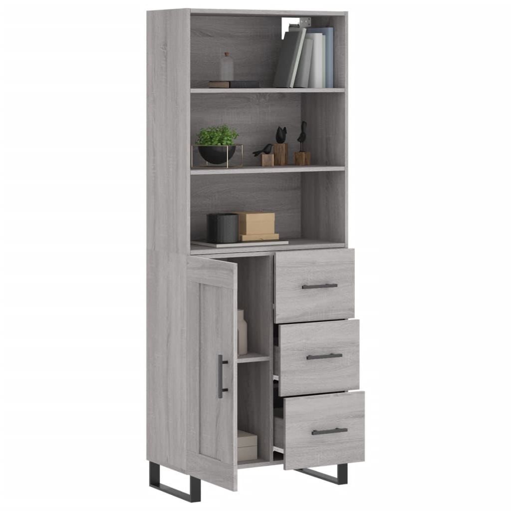 Visoka komoda siva sonome 69,5x34x180 cm od konstruiranog drva