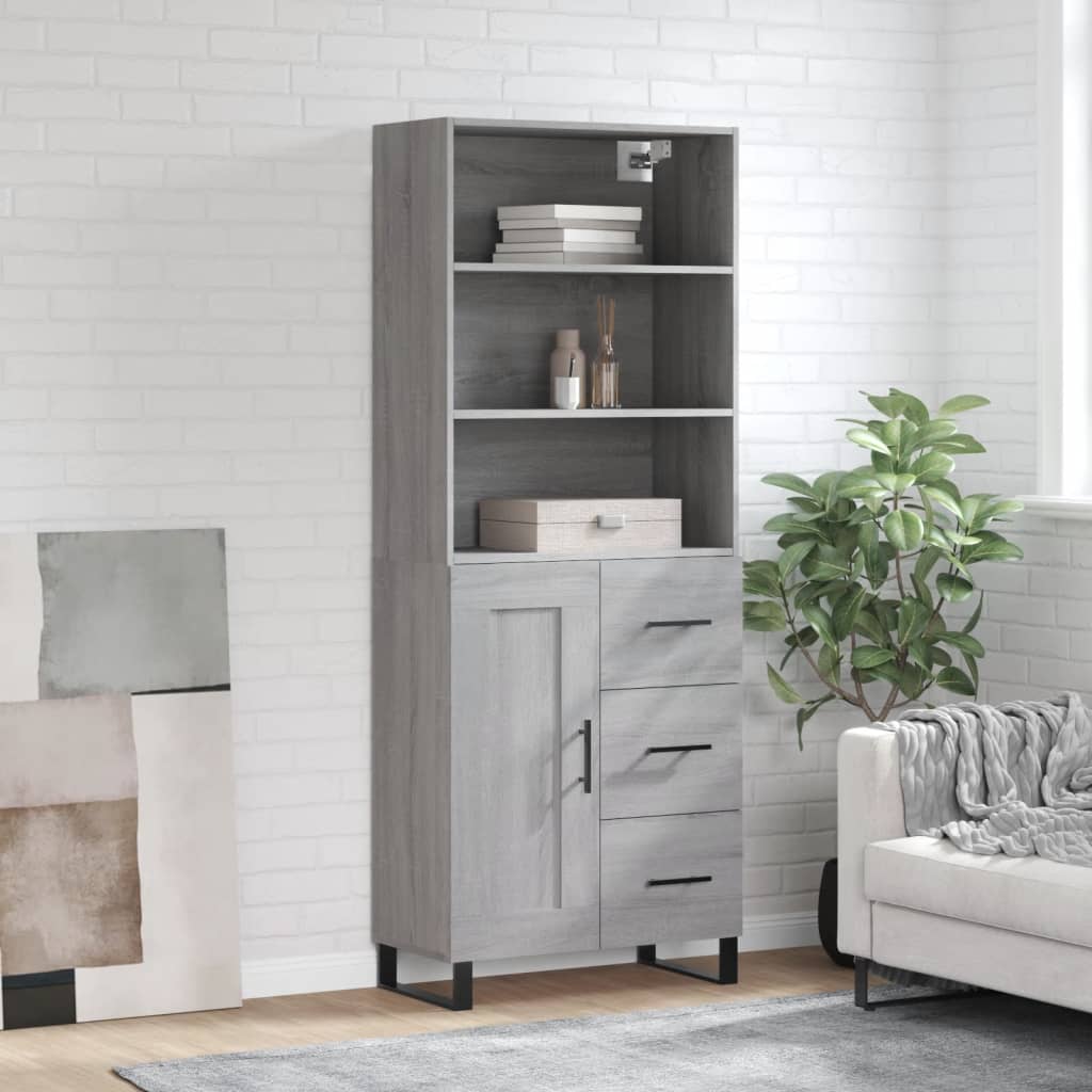 Visoka komoda siva sonome 69,5x34x180 cm od konstruiranog drva