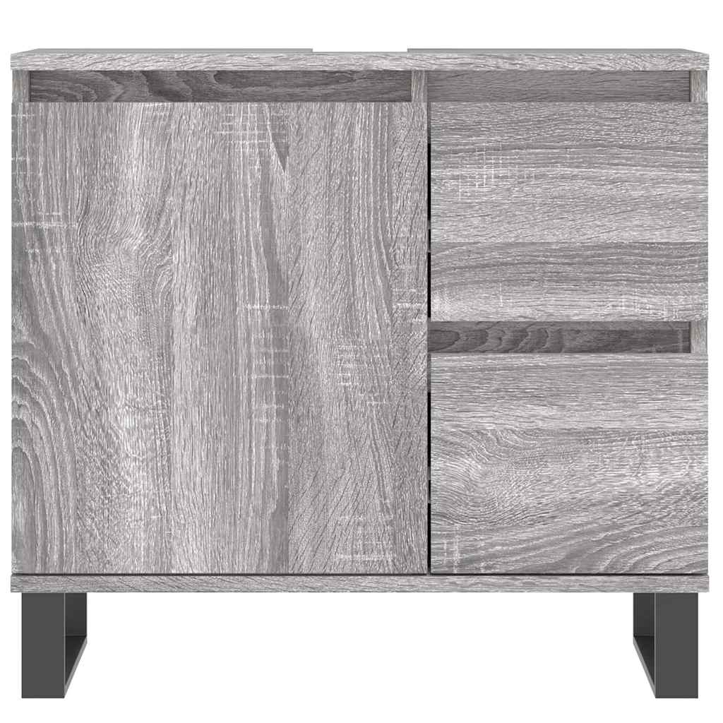 3-dijelni set kupaonskog namještaja siva boja hrasta drveni