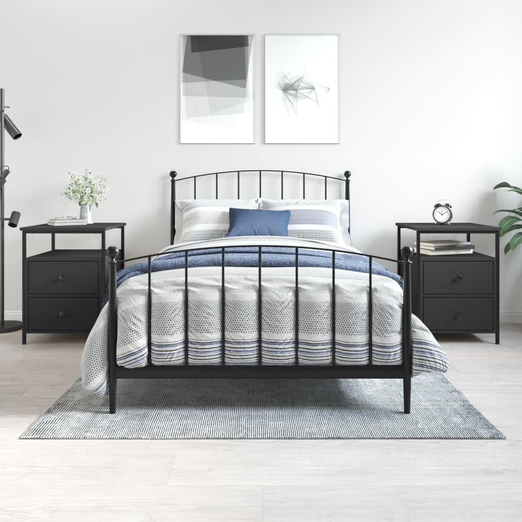 Noćni ormarići 2 kom crni 44 x 45 x 60 cm od konstruiranog drva