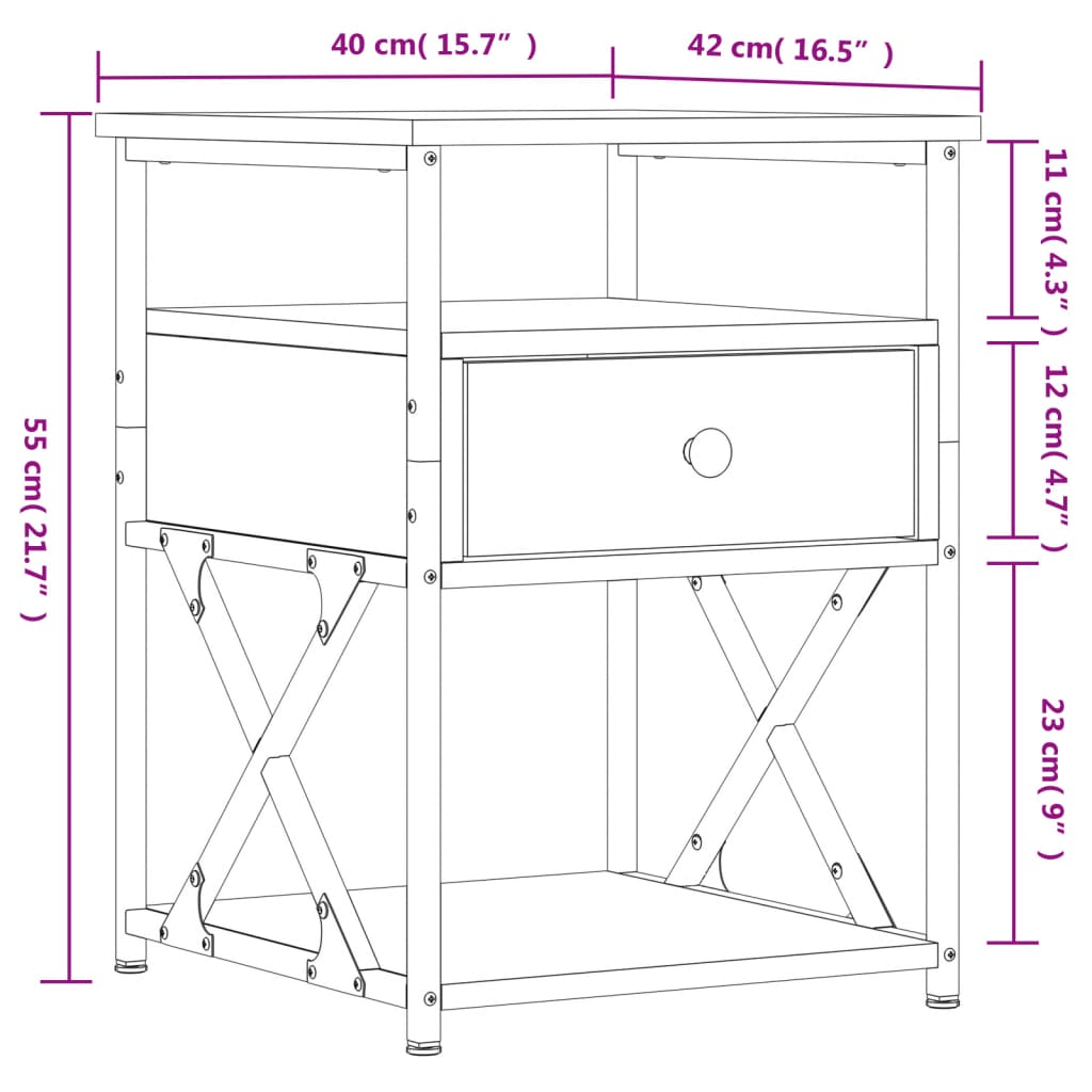 Noćni ormarići 2 kom crni 40 x 42 x 55 cm od konstruiranog drva