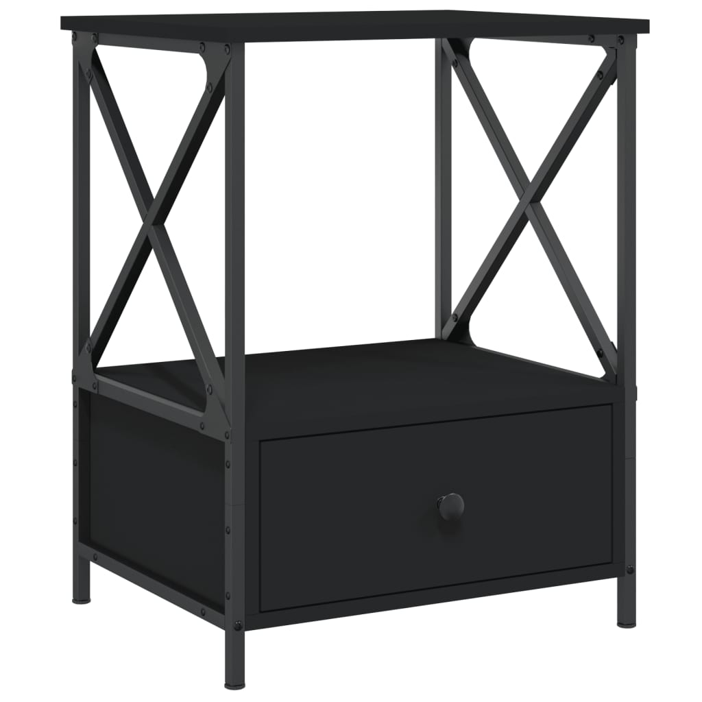 Noćni ormarići 2 kom crni 50 x 41 x 65 cm od konstruiranog drva