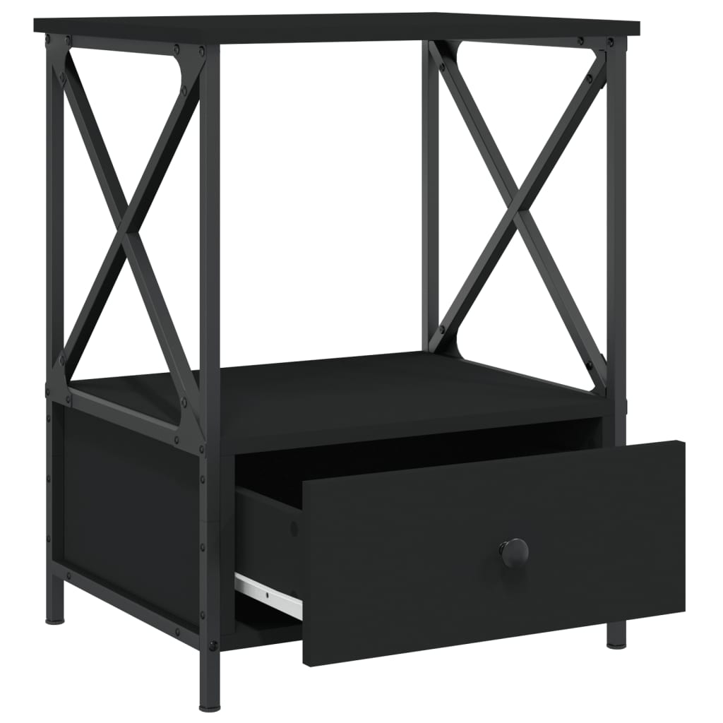 Noćni ormarići 2 kom crni 50 x 41 x 65 cm od konstruiranog drva