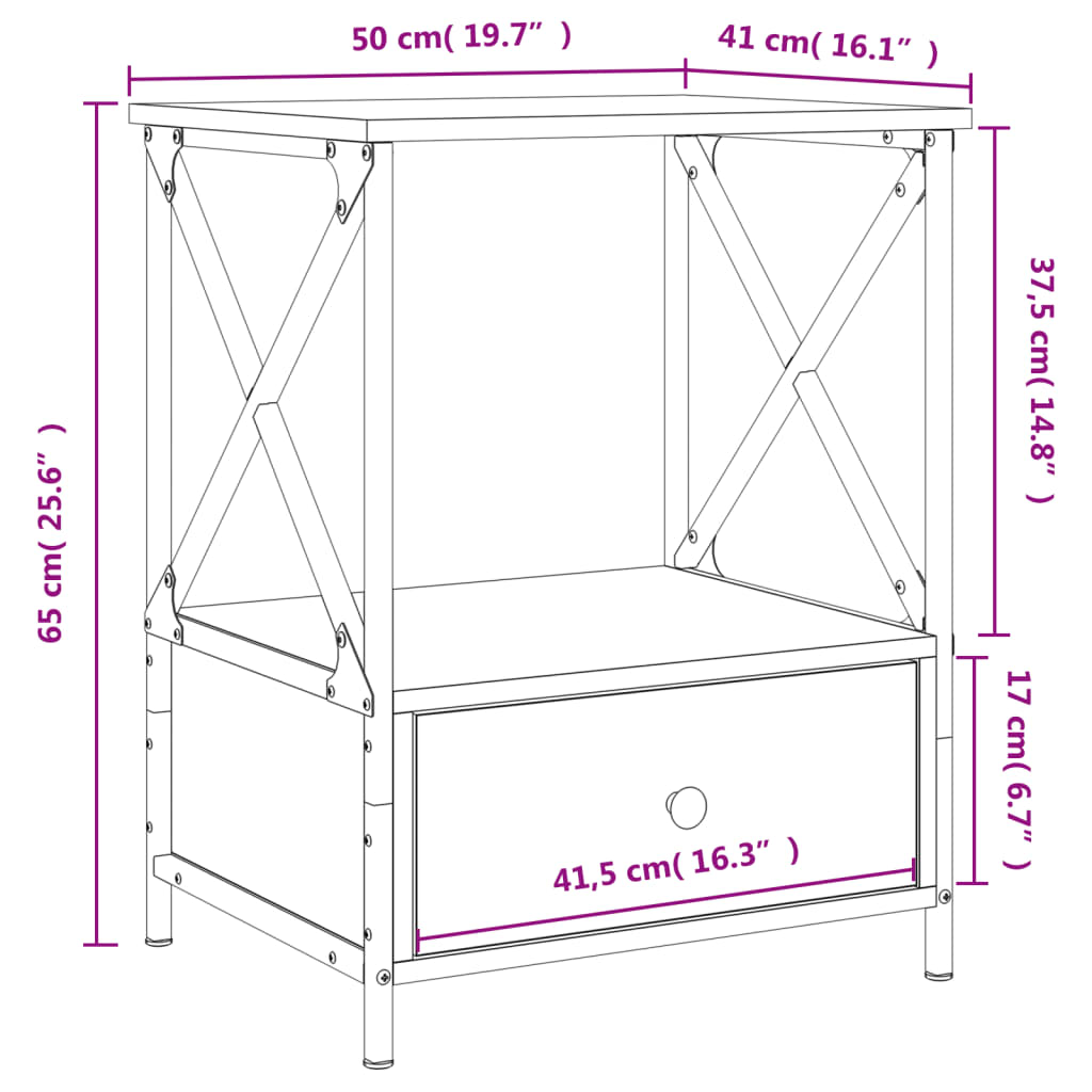 Noćni ormarići 2 kom crni 50 x 41 x 65 cm od konstruiranog drva