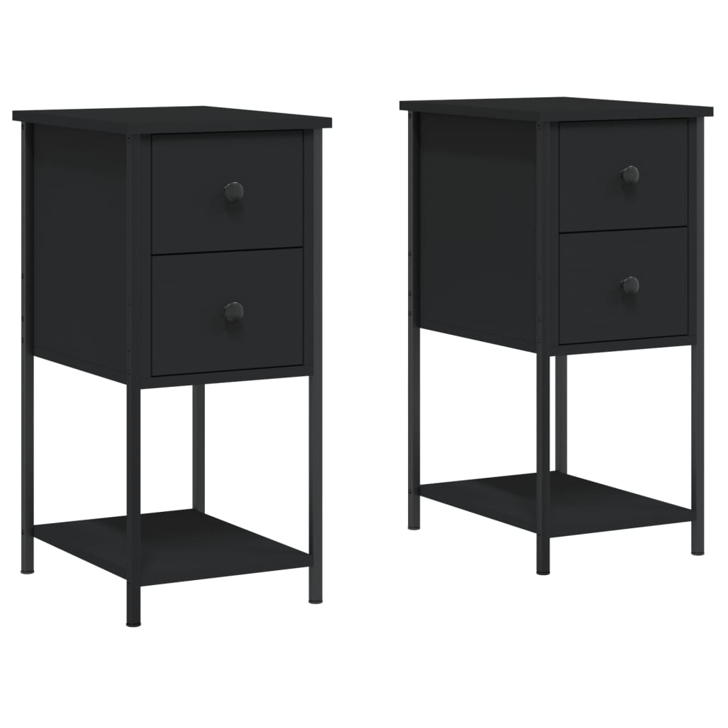 Noćni ormarići 2 kom crni 32 x 42 x 70 cm konstruirano drvo