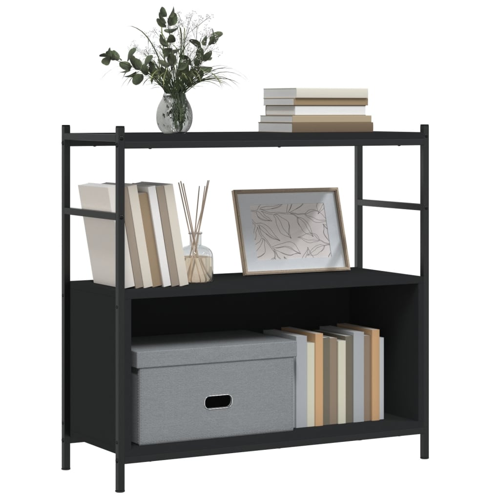 Regal za knjige crni 80x30x78,5 cm konstruirano drvo i željezo