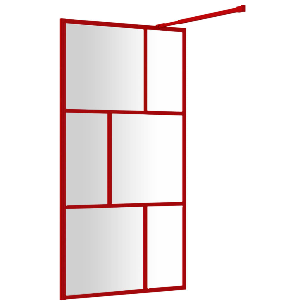 Stijenka za walk-in tuš sa staklom ESG crvena 115 x 195 cm