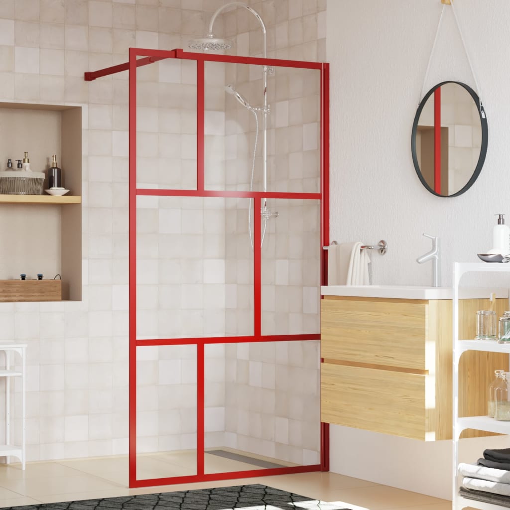 Stijenka za walk-in tuš sa staklom ESG crvena 115 x 195 cm