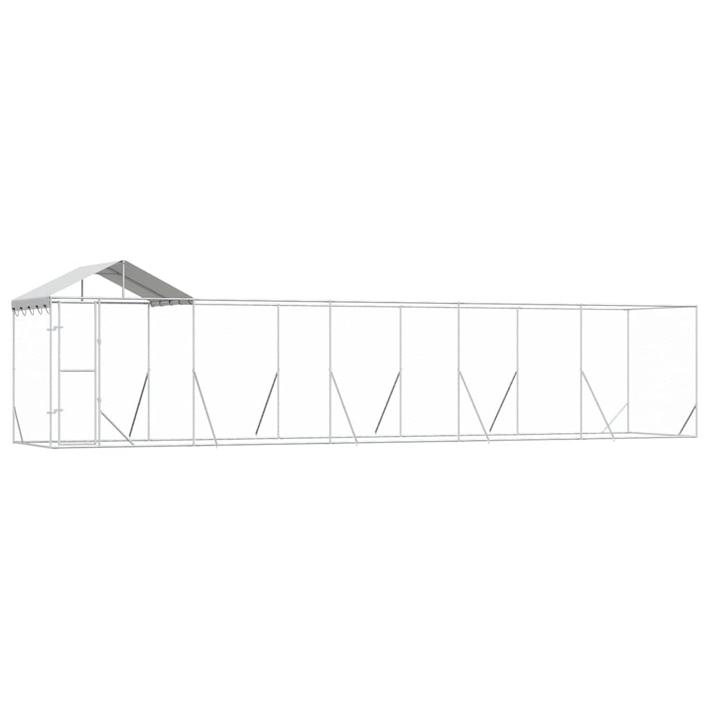 Vanjski kavez za pse s krovom srebrni 10x2x2,5m pocinčani čelik