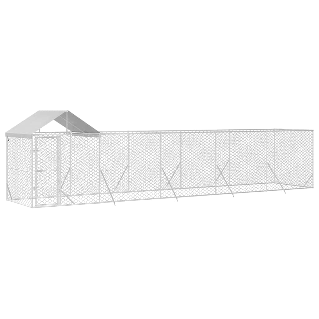Vanjski kavez za pse s krovom srebrni 10x2x2,5m pocinčani čelik